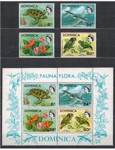 DOMINICA 1970 Flora e fauna 4v + 1 BF MNH**