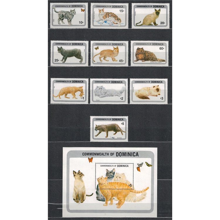 DOMINICA 1984 Animali domestici, gatti 10v + 1 BF MNH**