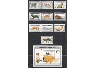 DOMINICA 1984 Domestic animals, cats 10v + 1 s/s MNH**