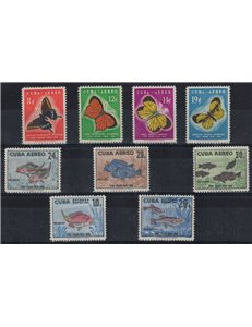 CUBA 1958 Felipe Poey, pesci e farfalle 9v MNH**