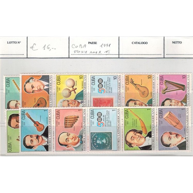 CUBA 1991 Storia dell'America latina 20v MNH**