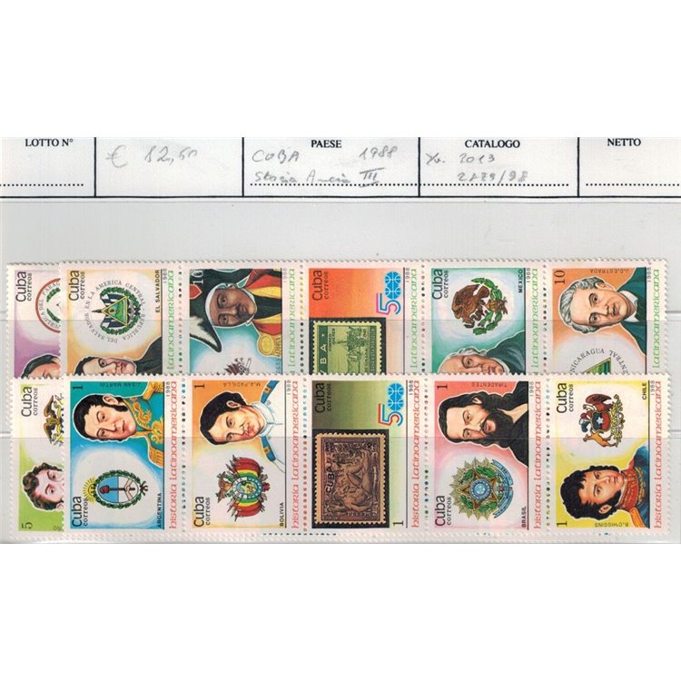 CUBA 1988 Storia dell'America latina 20v MNH**