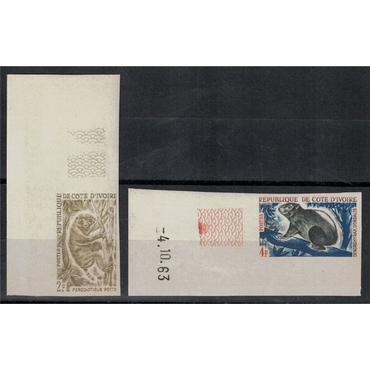 IVORY COAST 1963-64 Hunting and tourism (imperforated) 2v MNH**