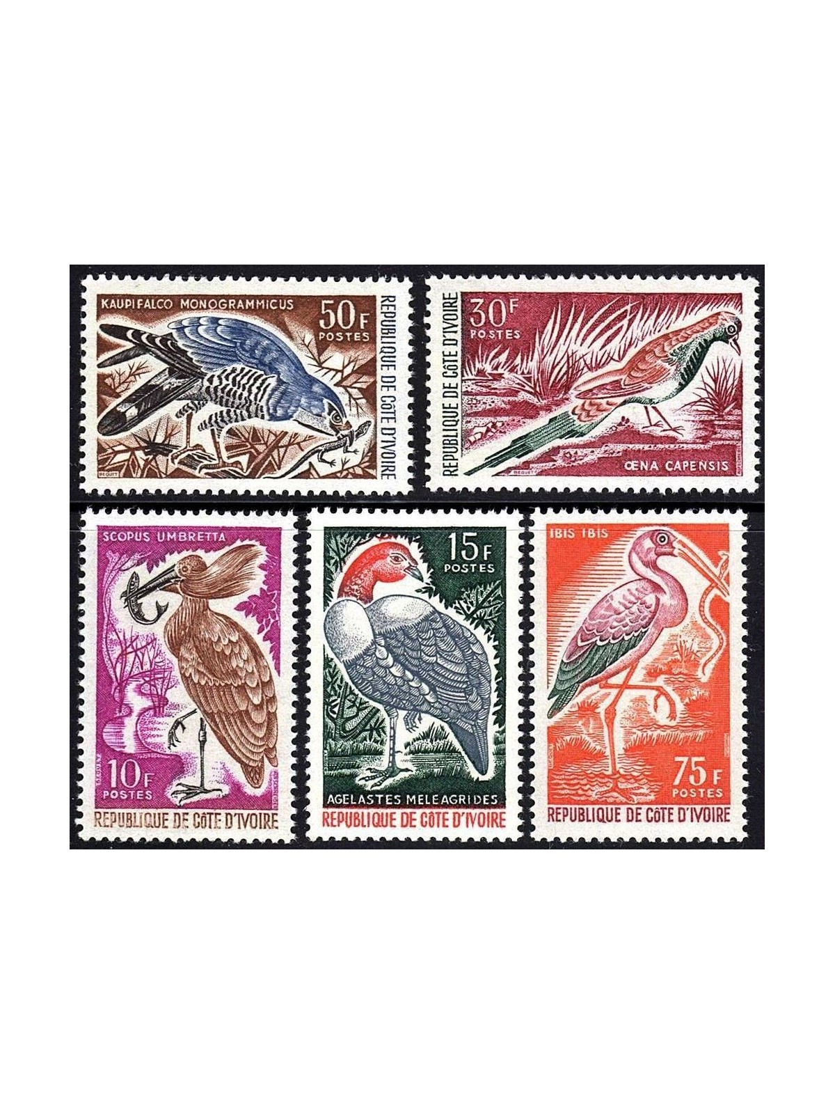 IVORY COAST 1965 Wildlife, birds 5v MNH**