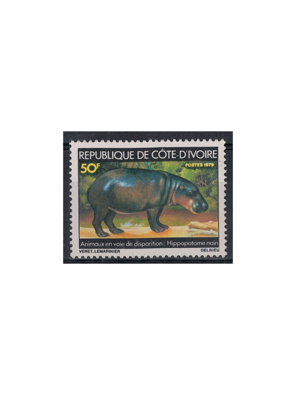 COSTA D'AVORIO 1979 Animali in via di estinzione, ippopotamo MNH**