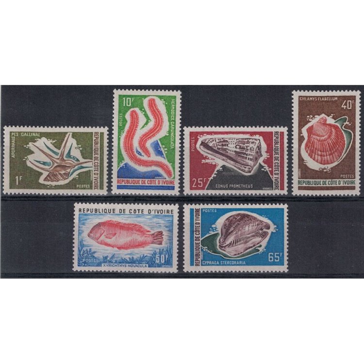 COSTA D'AVORIO 1971-73 Fauna marina 6v MNH**