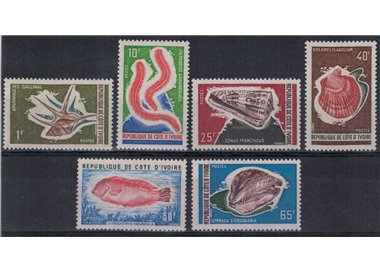 IVORY COAST 1971-73 Marine fauna 6v MNH**