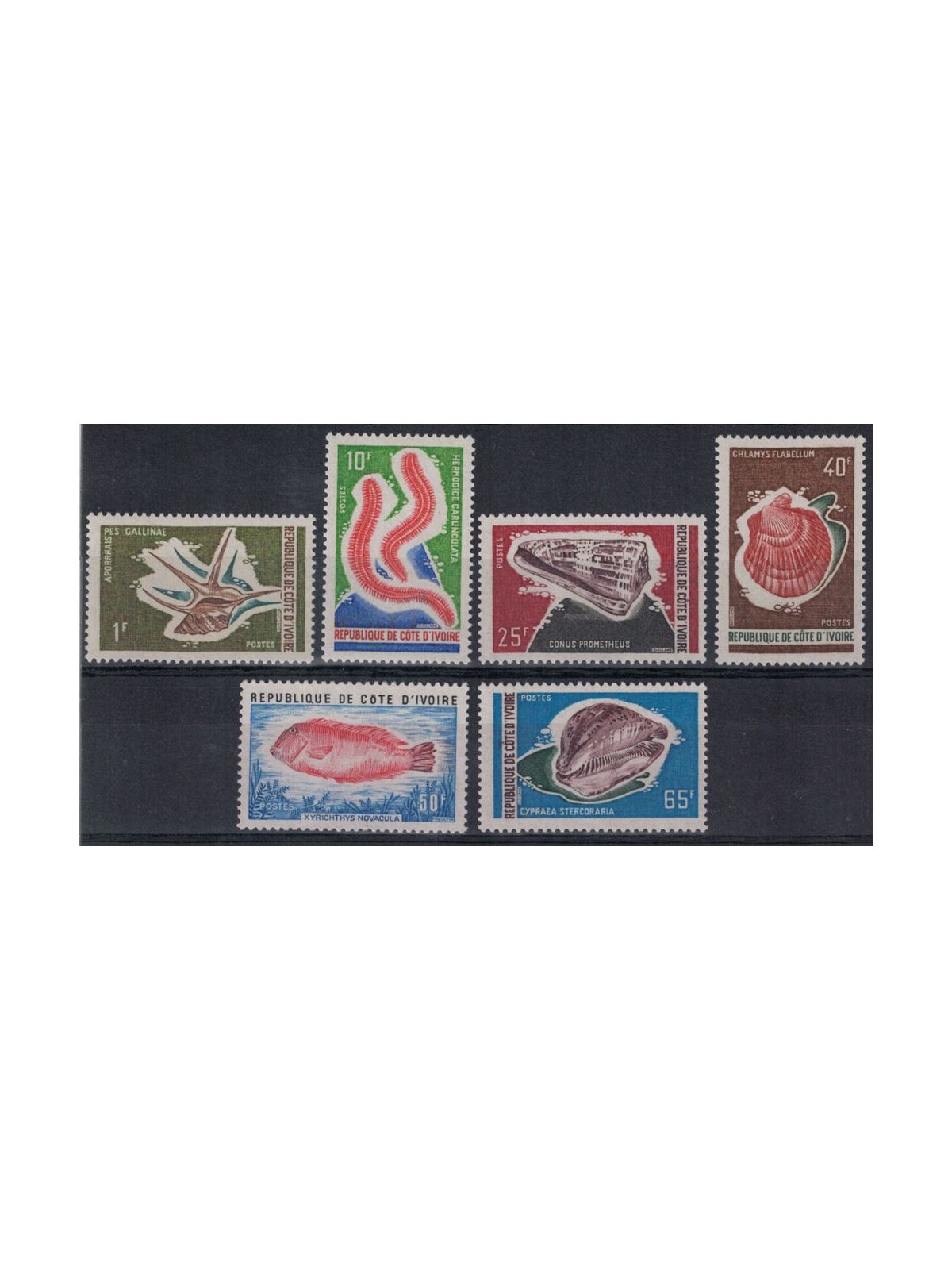 IVORY COAST 1971-73 Marine fauna 6v MNH**