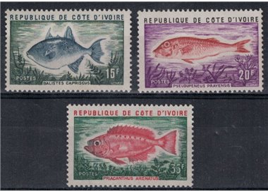 IVORY COAST 1973 Marine fauna, fish 3v MNH**