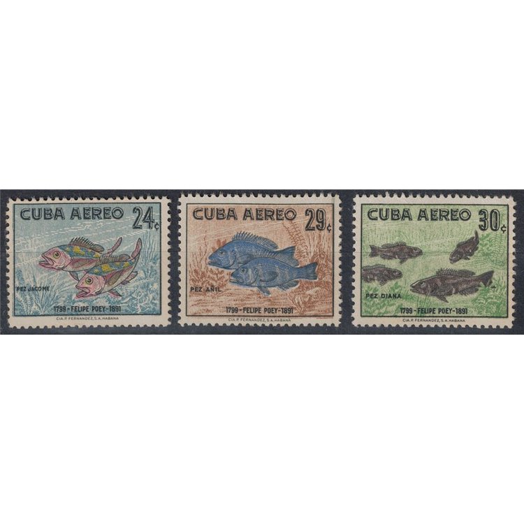 CUBA 1958 Felipe Poey, airmail 3v MH*