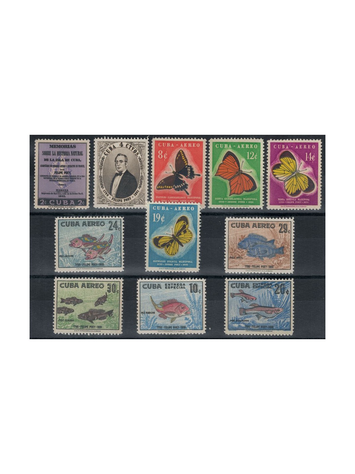 CUBA 1958 Felipe Poey 11v MNH**