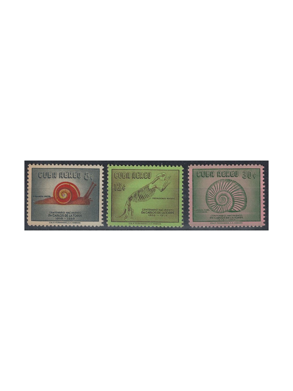 CUBA 1958 Don Carlos de la Torre, airmail 3v MNH**
