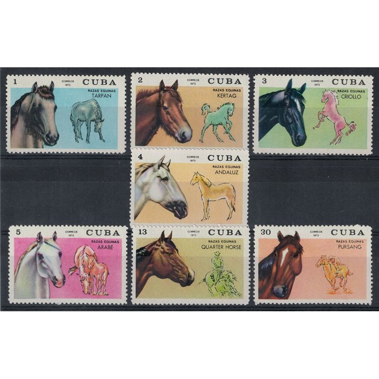 CUBA 1972 Cavalli di razza 7v MNH**