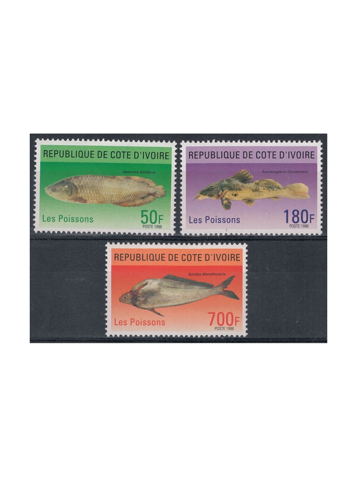 IVORY COAST 1996 Marine fauna, fish 3v MNH**