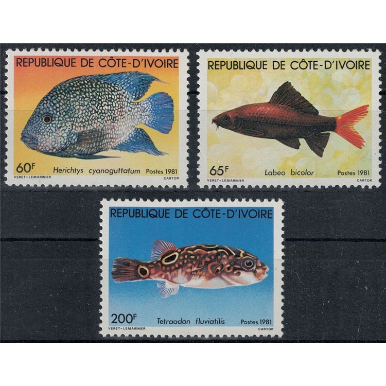 COSTA D'AVORIO 1981 Fauna marina, pesci 3v MNH**