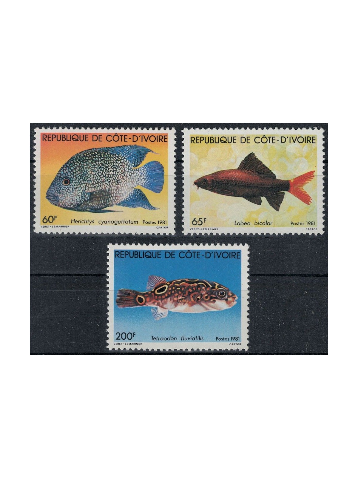 COSTA D'AVORIO 1981 Fauna marina, pesci 3v MNH**