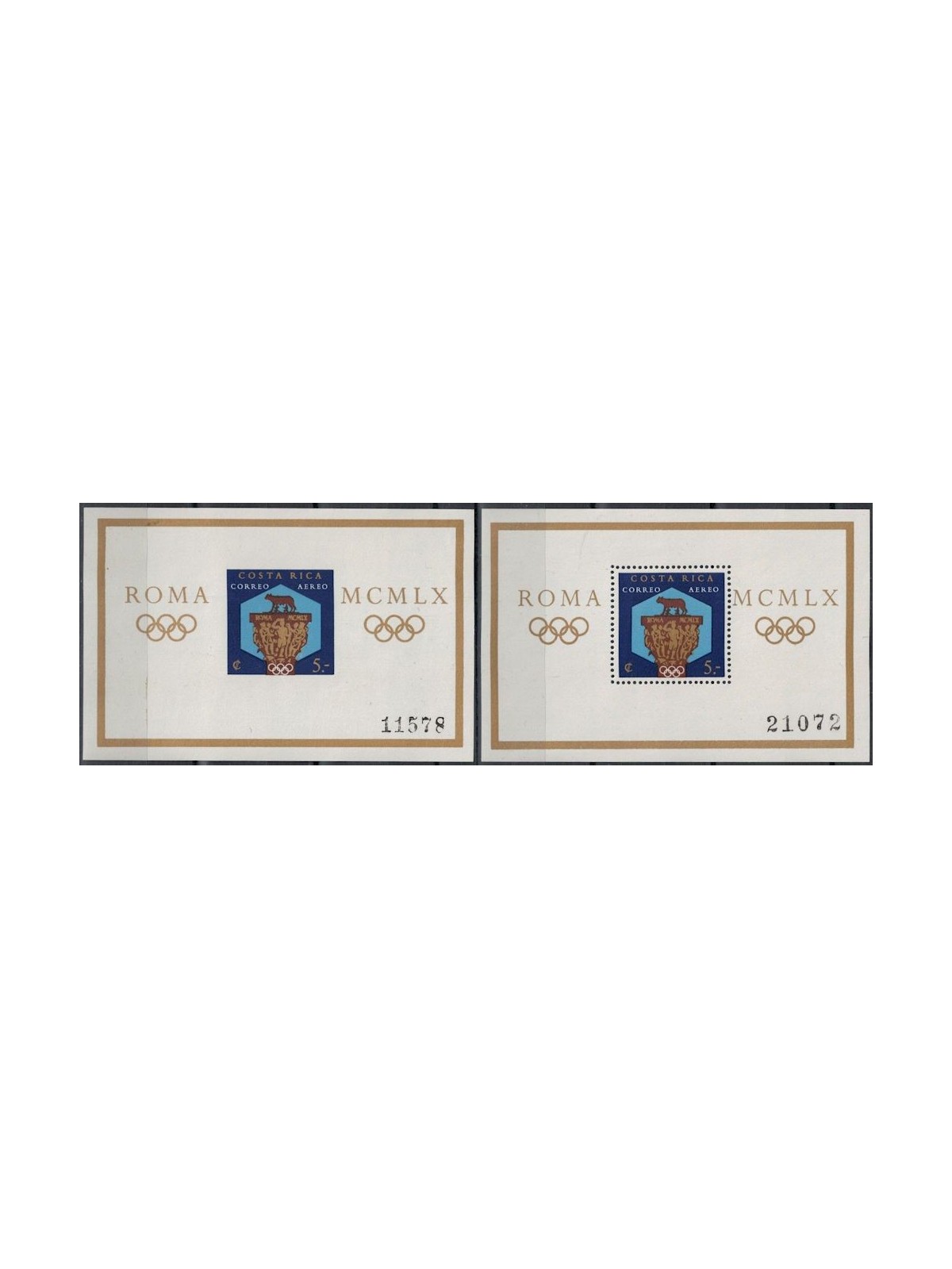 COSTA RICA 1960 Olimpiadi di Roma 2 BF MNH**