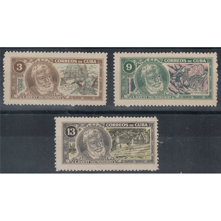 CUBA 1963 Omaggio a Ernest Hemingway 3v MNH**