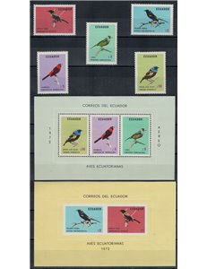 ECUADOR 1973 Birds 5v + 2 s/s MNH**