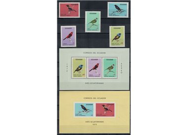 ECUADOR 1973 Birds 5v + 2 s/s MNH**
