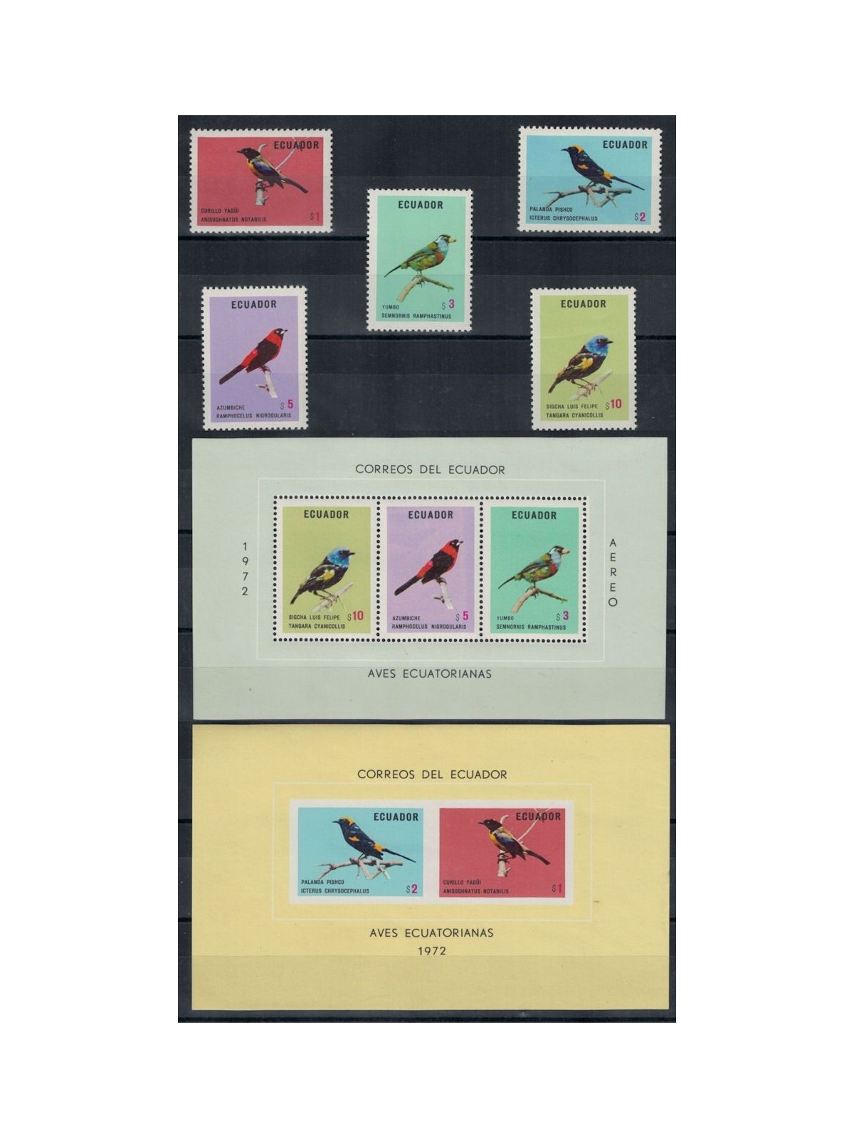 ECUADOR 1973 Uccelli 5v + 2 BF MNH**