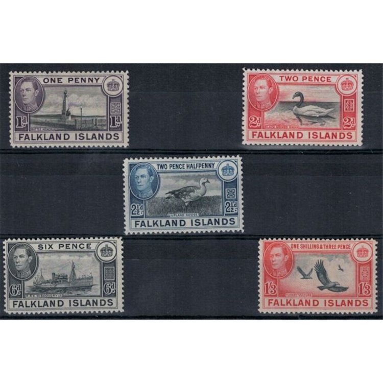 FALKLAND ISLANDS 1940-49 Ordinary series 5v MNH**