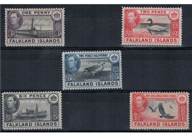 FALKLAND ISLANDS 1940-49 Ordinary series 5v MNH**