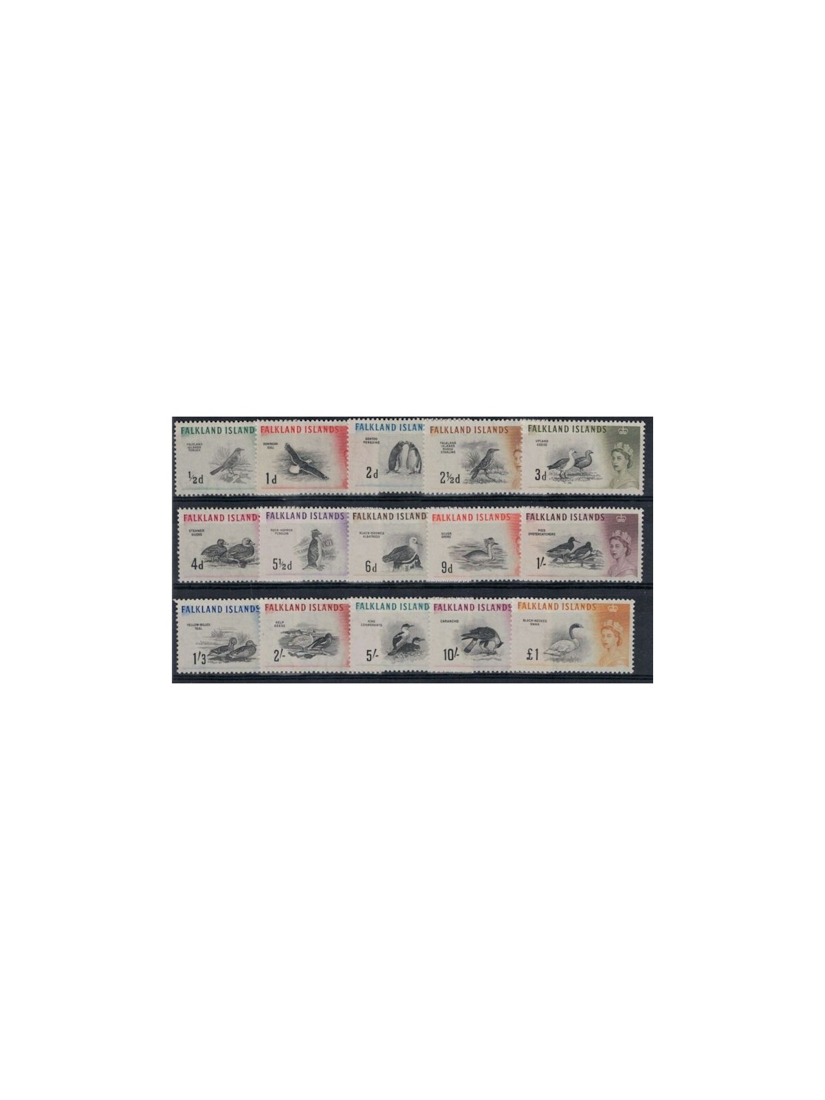 FALKLAND 1960-66 Ordinary series, birds 15v MNH**
