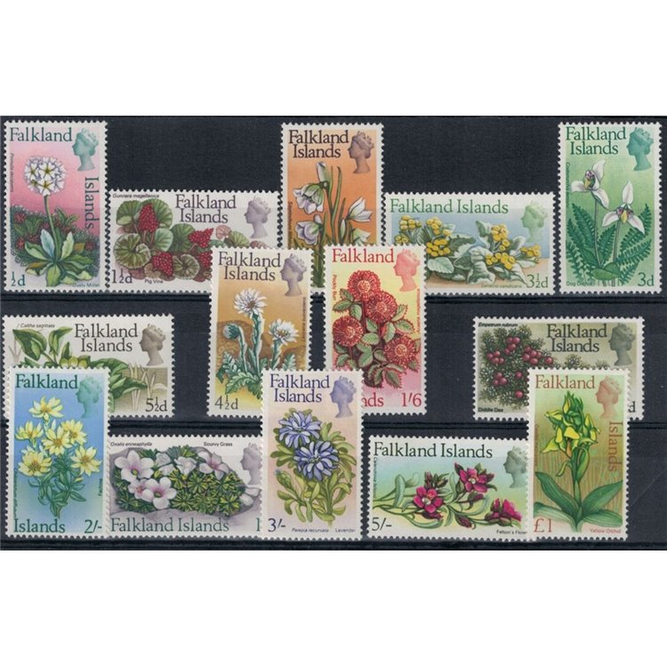 FALKLAND 1968 Serie ordinaria, fiori 14v MNH**