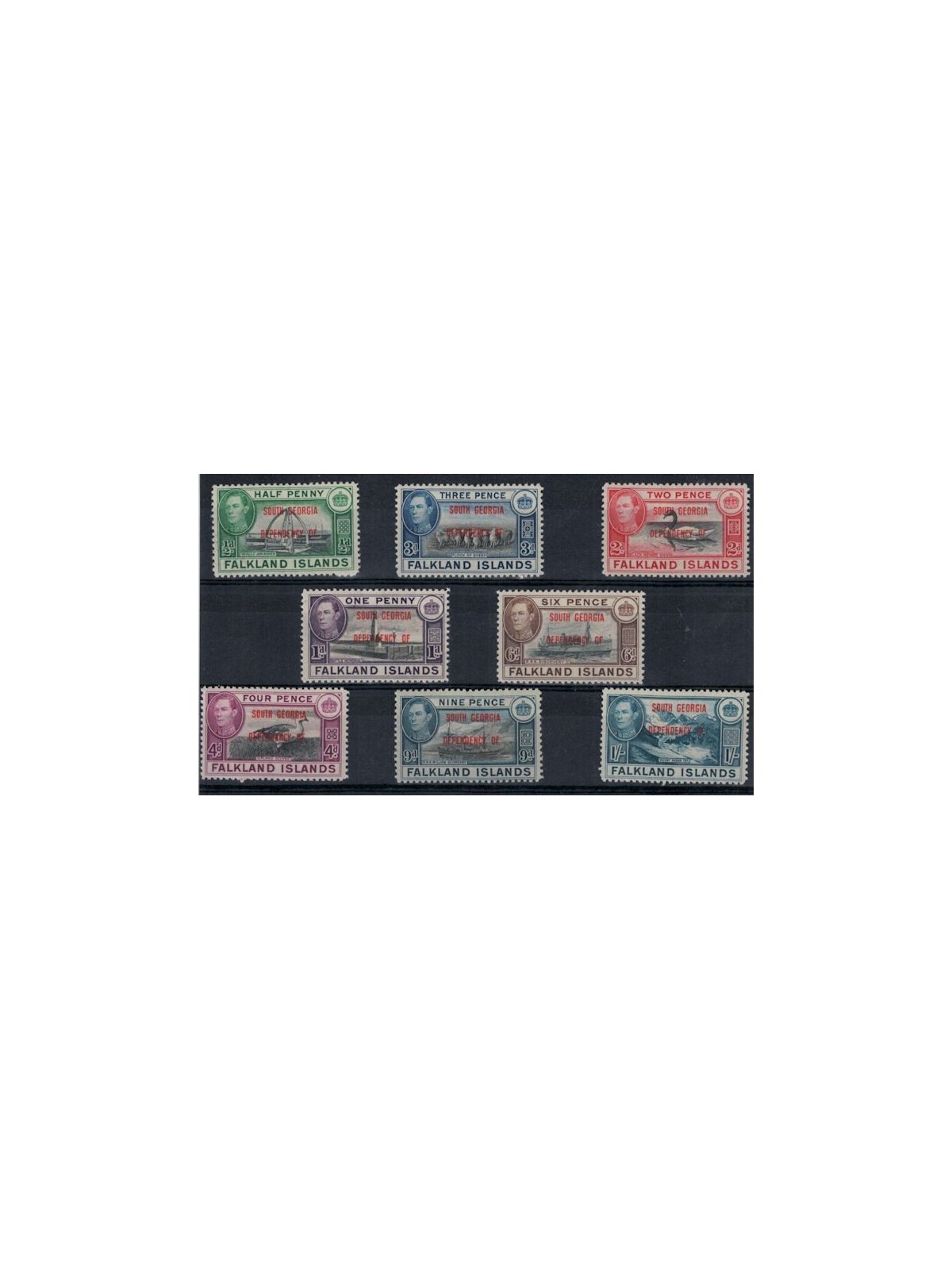 FALKLAND (SOUTH GEORGIA ) 1944 Serie ordinaria 8v MH*