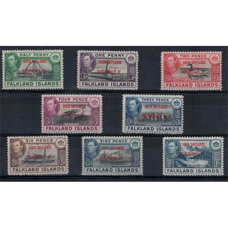 FALKLAND (SOUTH SHETLANDS) 1944 Serie ordinaria 8v MH*