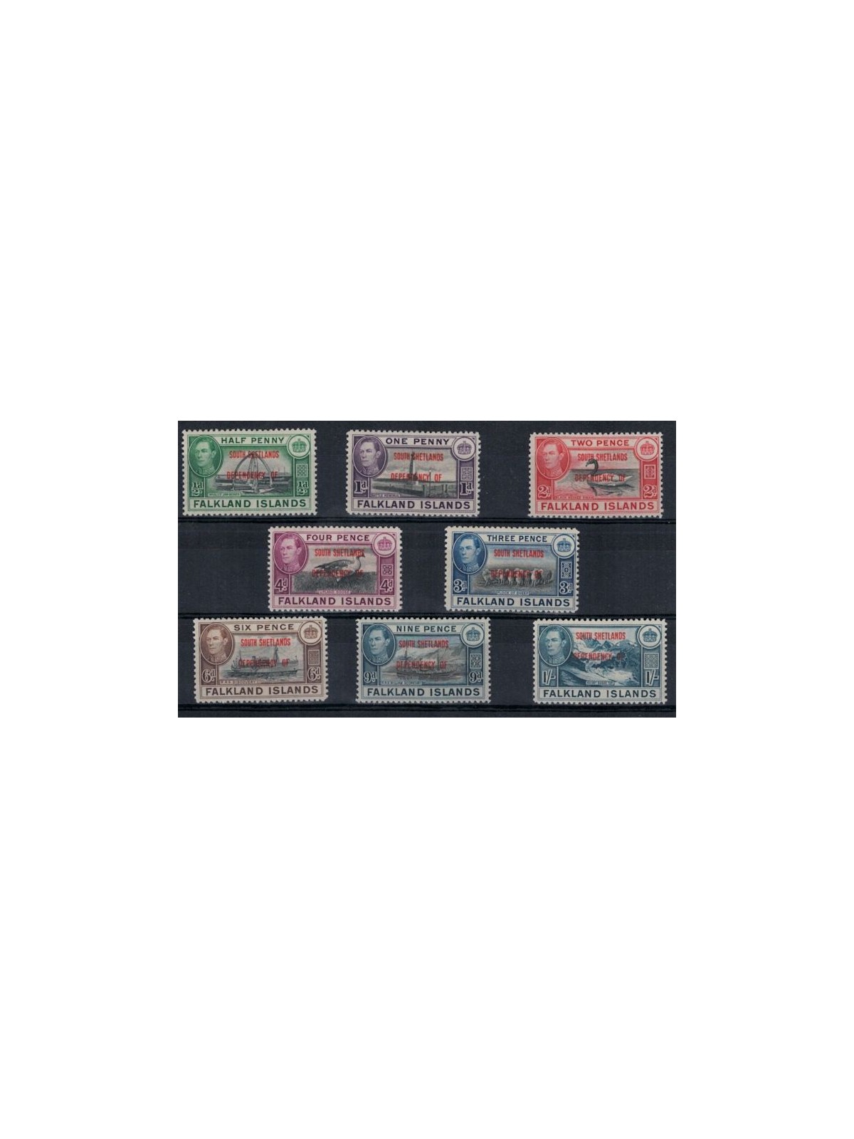 FALKLANDS (SOUTH SHETLAND ISLANDS) 1944 Ordinary series 8v MH*