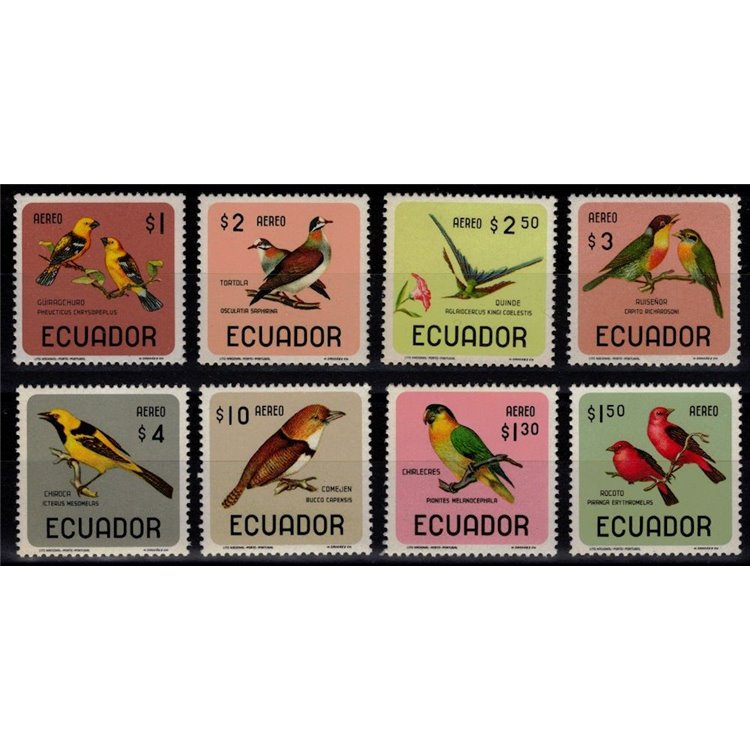 ECUADOR 1966 Uccelli (Posta aerea) 8v MNH**