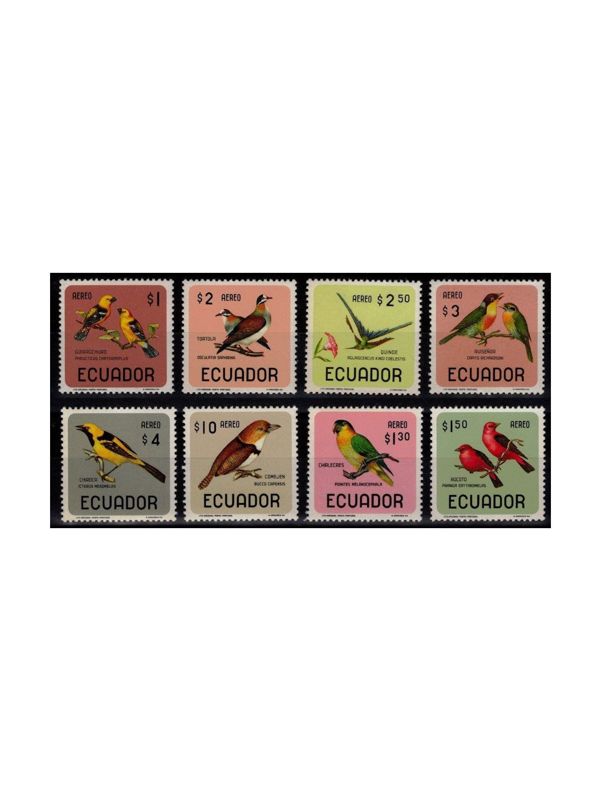 ECUADOR 1966 Uccelli (Posta aerea) 8v MNH**