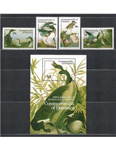 DOMINICA 1986 John James Audubon, birds 4v + 1 s/s MNH**