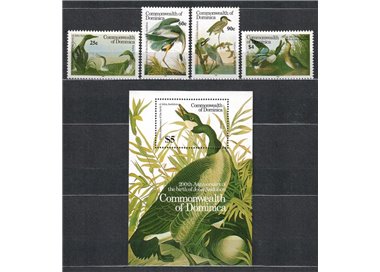 DOMINICA 1986 John James Audubon, uccelli 4v + 1 BF MNH**