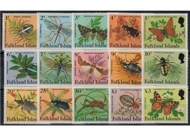 FALKLAND ISLANDS 1984 Ordinary series, insects 15v MNH**