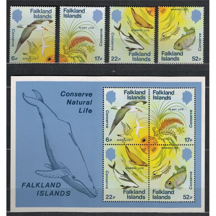 FALKLAND 1984 Nature conservation 4v + 1 s/s MNH**
