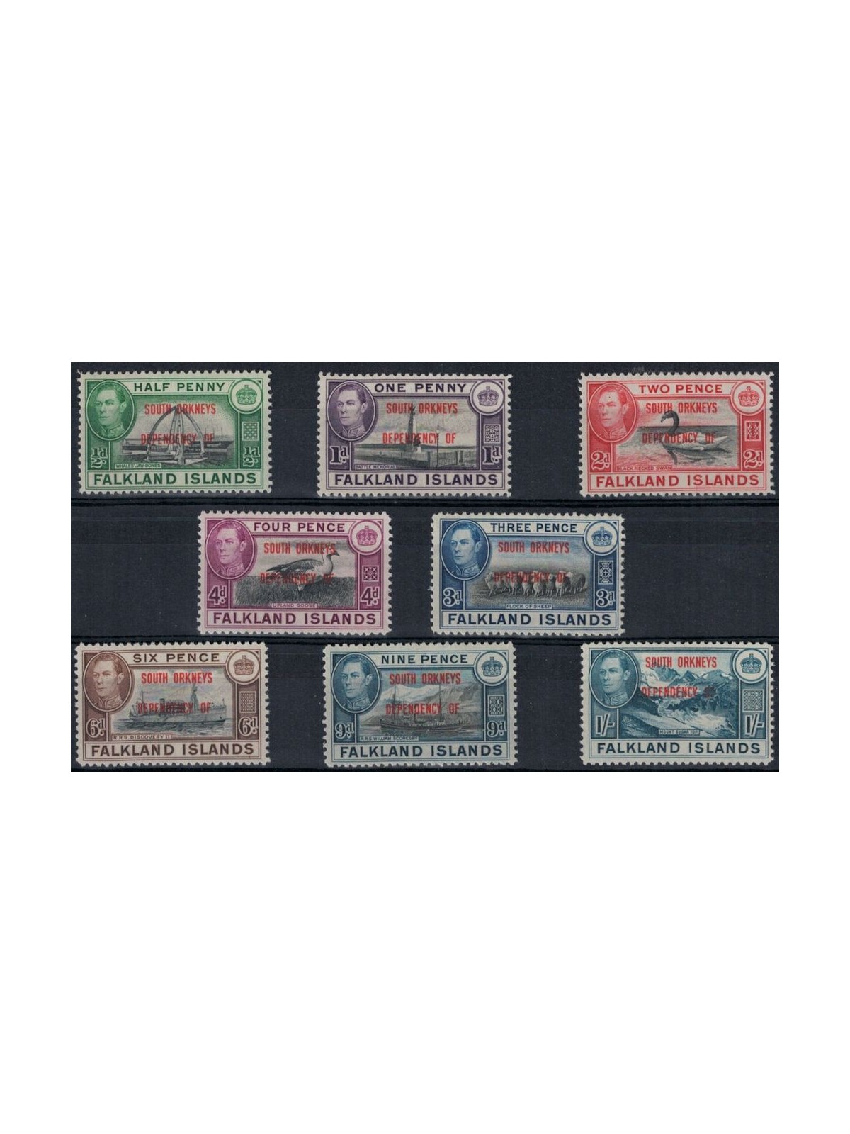 FALKLAND ISLANDS (SOUTH ORKNEYS) 1944 Ordinary series 8v MH*