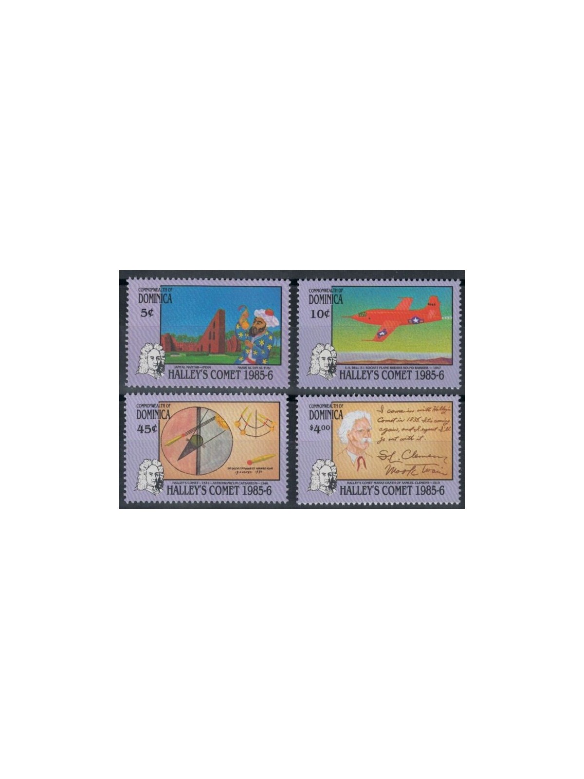 DOMINICA 1986 Halley's Comet 4v MNH**
