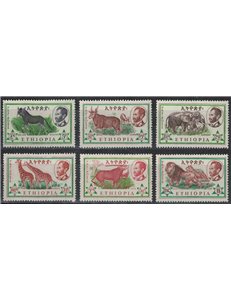 ETIOPIA 1961 Serie ordinaria, fauna selvatica 6v MNH**