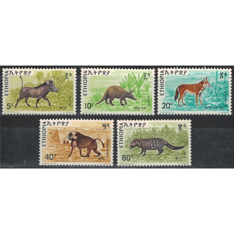 ETHIOPIA 1975 Wild Animals 5v MNH**