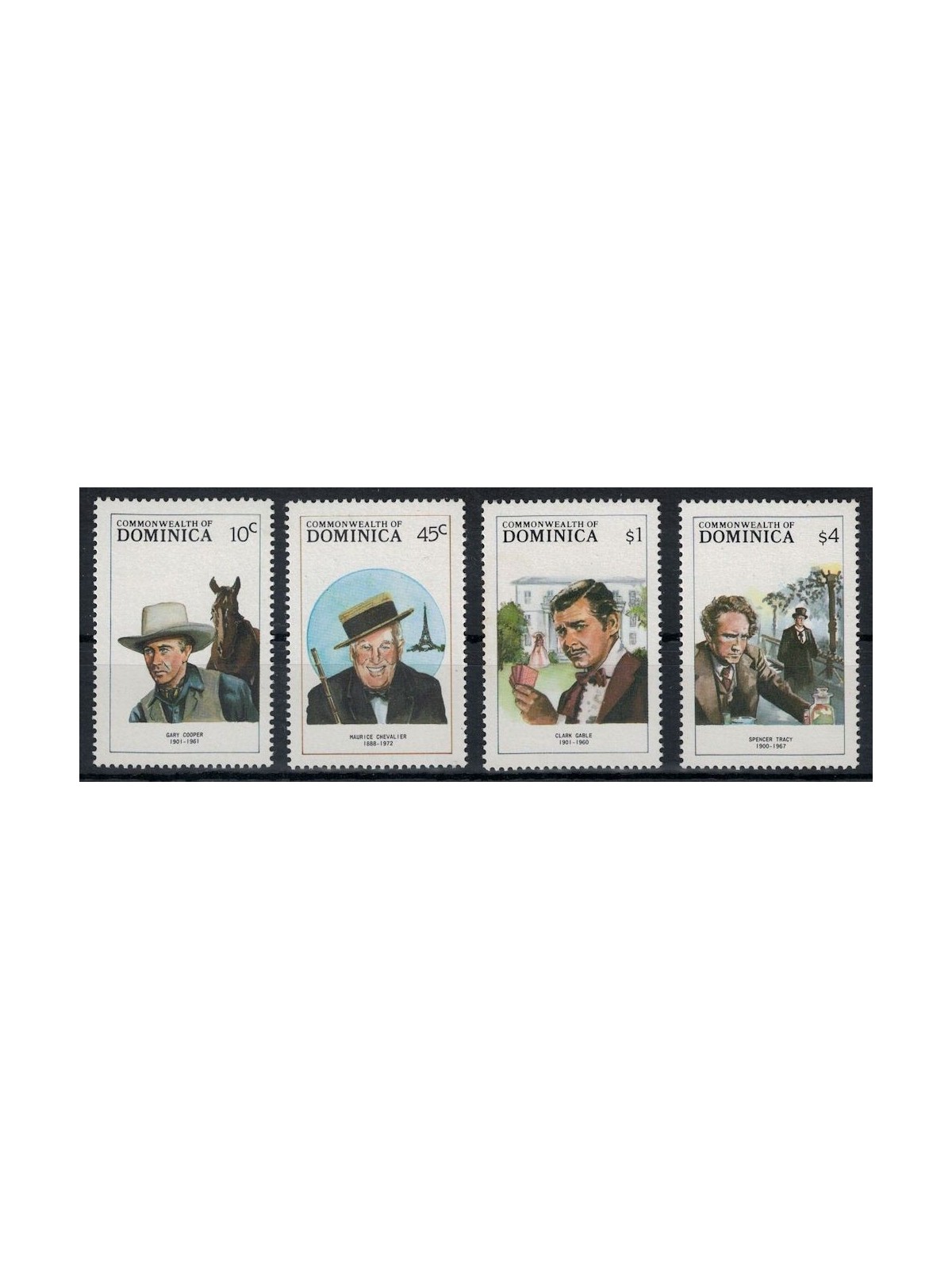 DOMINICA 1988 Entertainment Personalities (I) 4v MNH**