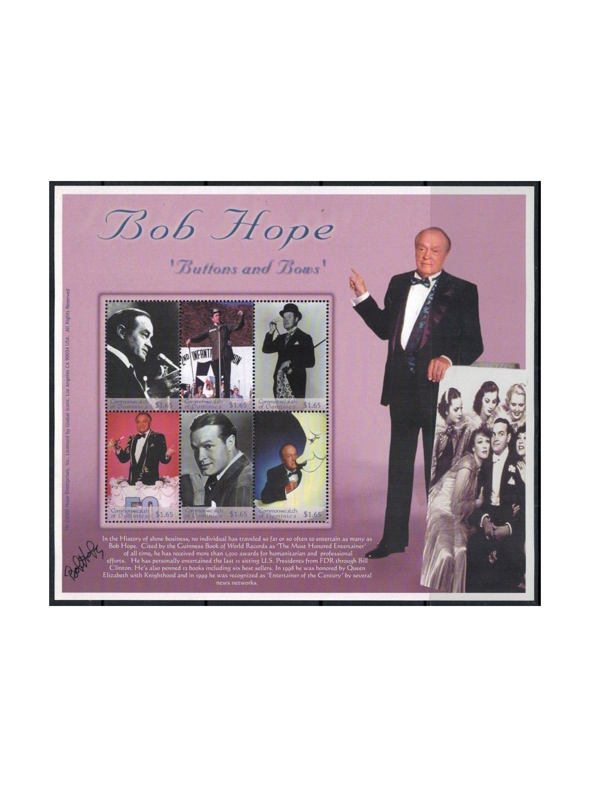 DOMINICA 2000 Homage to Bob Hope 6v MNH**