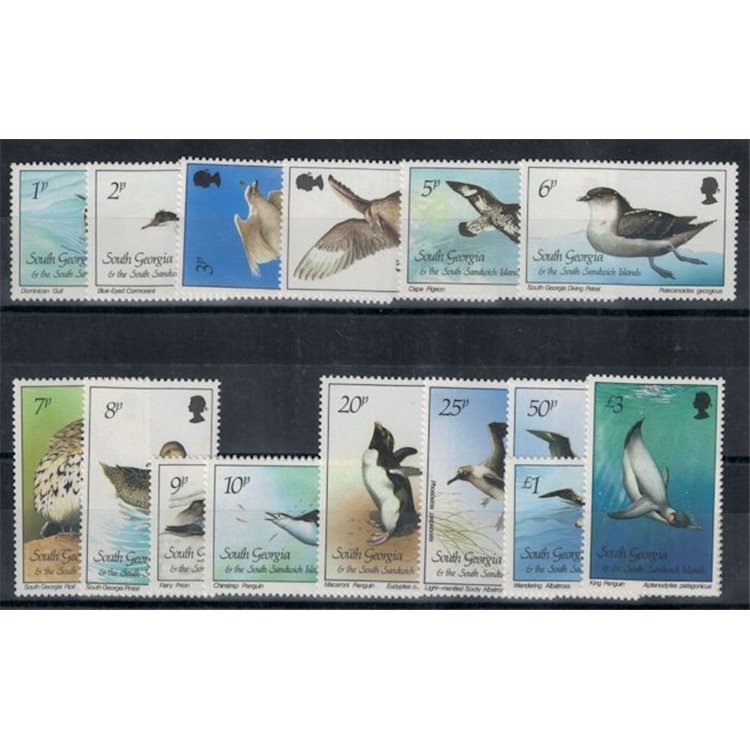 GEORGIA DEL SUD 1987 Serie ordinaria (Uccelli) 15v MNH**