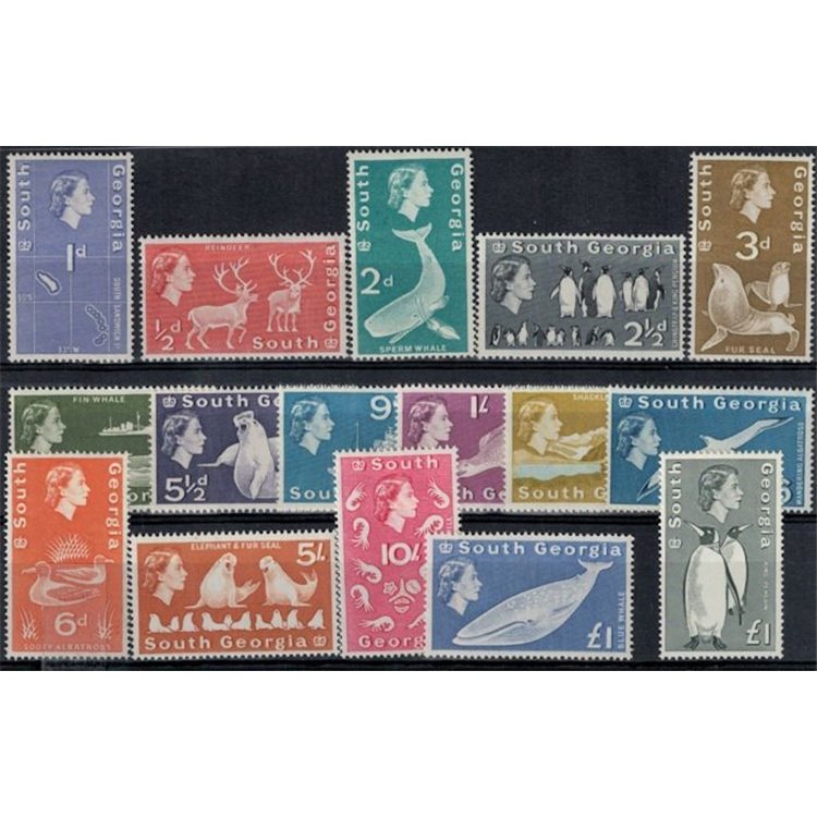 SOUTH GEORGIA 1963-69 Ordinary series 16v MNH**
