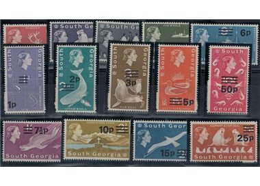 SOUTH GEORGIA 1971 Ordinary series (overprints) 14v MNH**