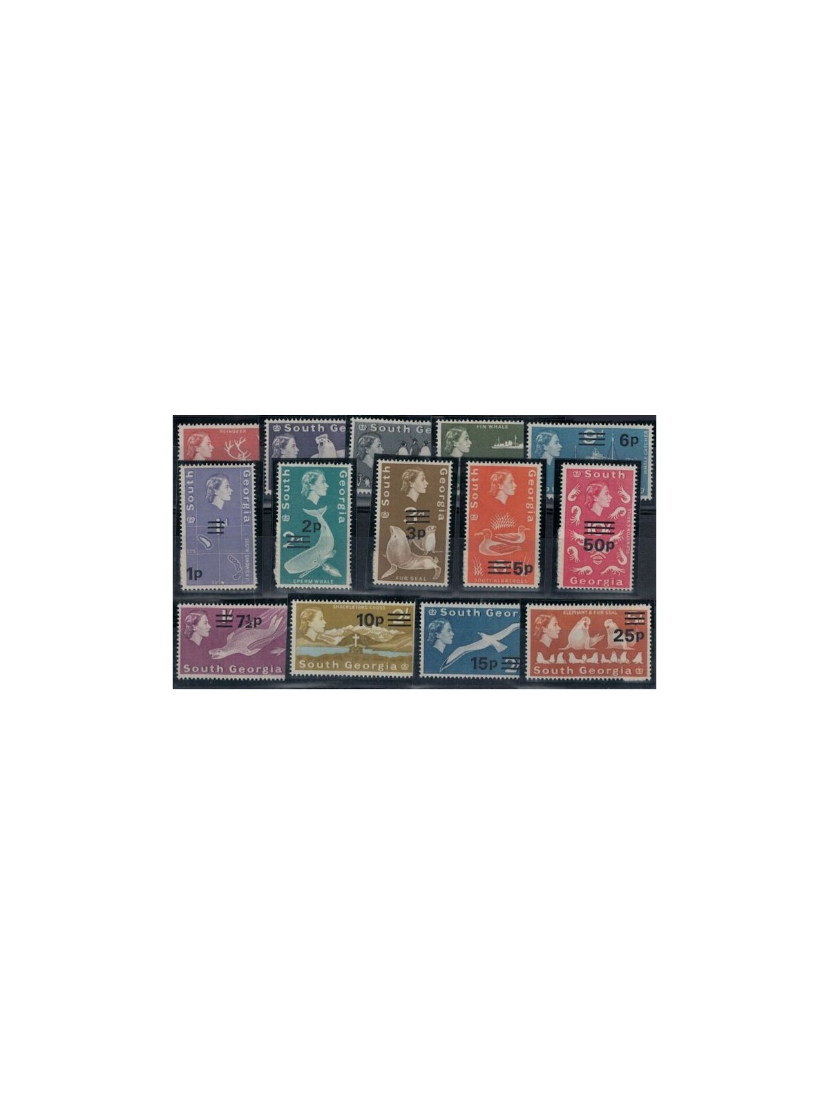 SOUTH GEORGIA 1971 Ordinary series (overprints) 14v MNH**