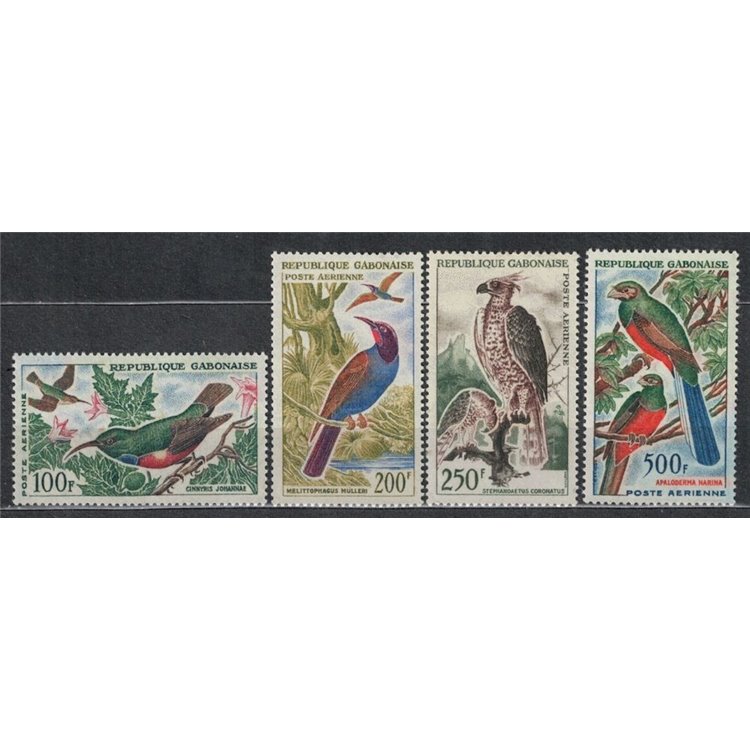 GABON 1963-64 Posta aerea, uccelli - Airmail, birds 4v MNH**
