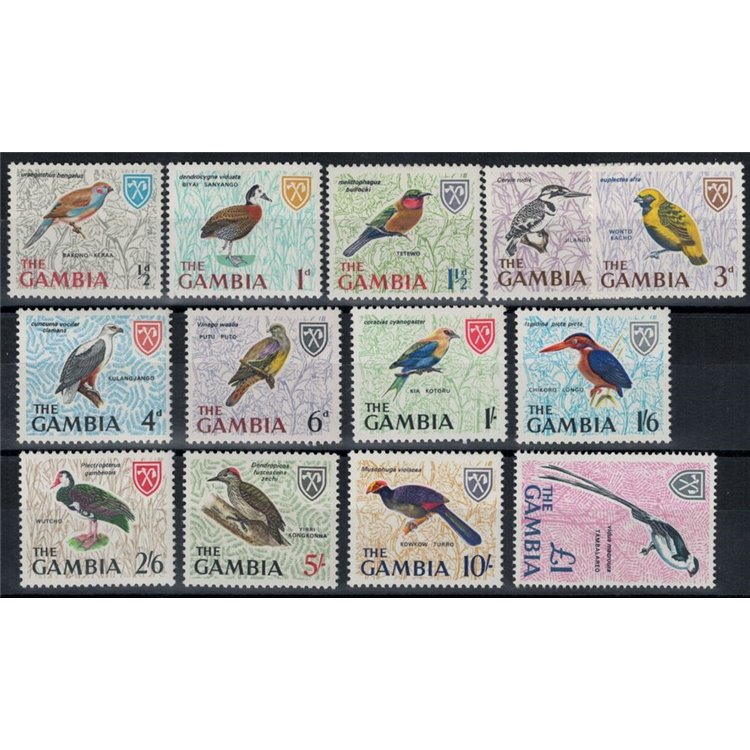 GAMBIA 1966 Ordinary series, birds 13v MNH**